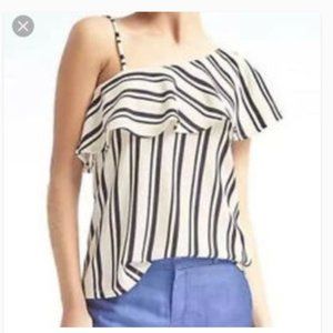 Banana Republic Striped Crepe One Shoulder top